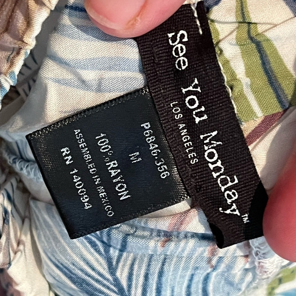 See you Monday tropical print rayon resort wear vacation beach pants - Picture 3 of 4